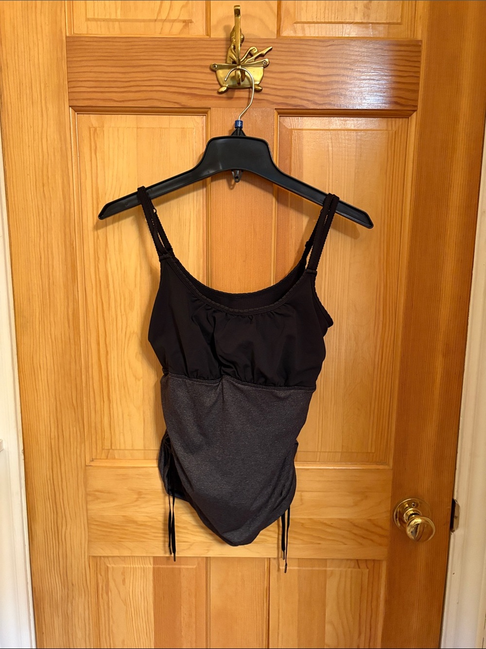 Black and Charcoal Two-Tone One-Piece Swimsuit